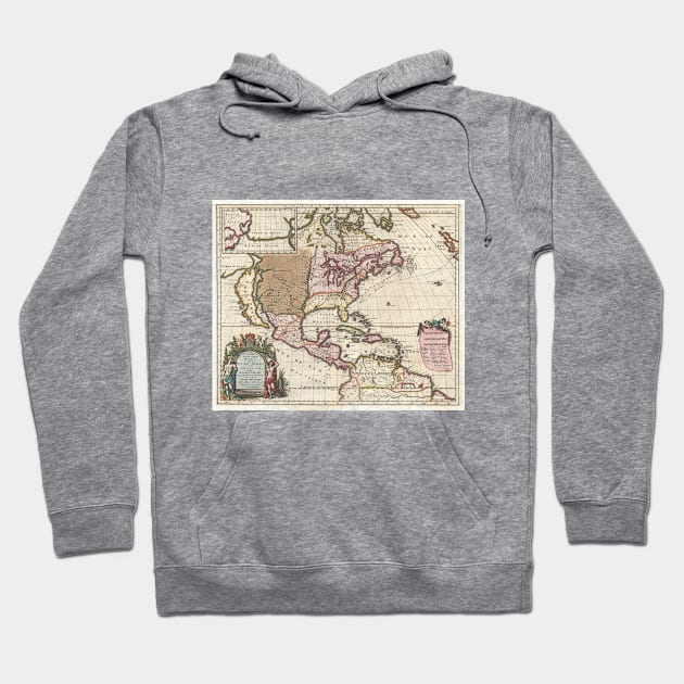 Vintage Map of The Americas (1698) Hoodie by Bravuramedia